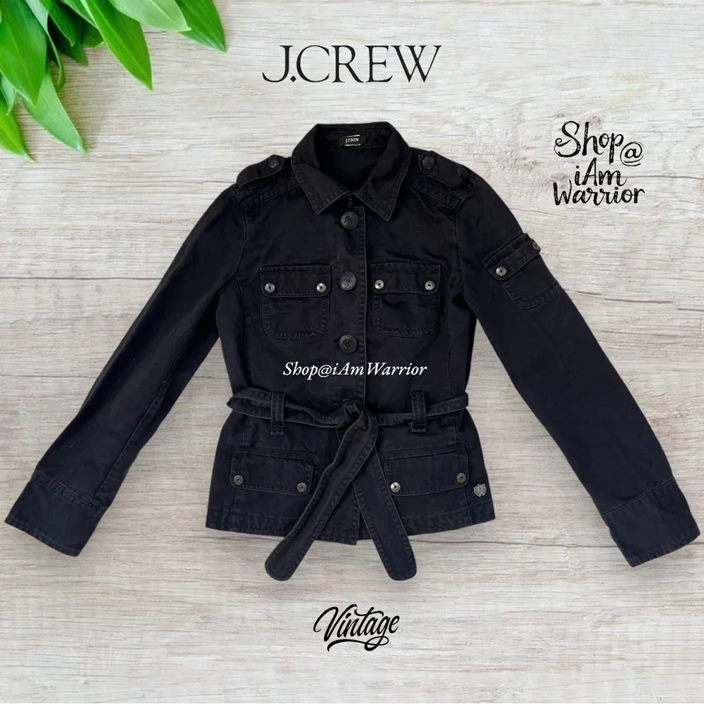 J. Crew rare vintage flap pocket navy cotton jacket with epaulets *iamwarrior